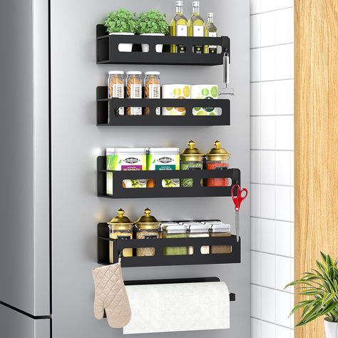 I found this spice rack on Amazon and it is perfect for my family because it can be right beside the stove top for cooking! You wont have to worry about looking through your cabnit hoping to find the right spice. Also it can save you a ton of room! I almost forgot to mention that it is 30% at the time of this post! Magnetic Shelves, Metal Spice Rack, Magnetic Shelf, Fridge Shelf, Magnetic Spice Rack, Spice Rack Organization, Fridge Shelves, Magnetic Spice, Fridge Organisers