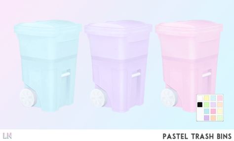 LittleNox Sims 4 Pastel Cc, Colors With Black And White, Pastel Beach, Dull Colors, White Throws, Best Sims, Trash Bin, Wood Interiors, Sims 4 Cc Finds