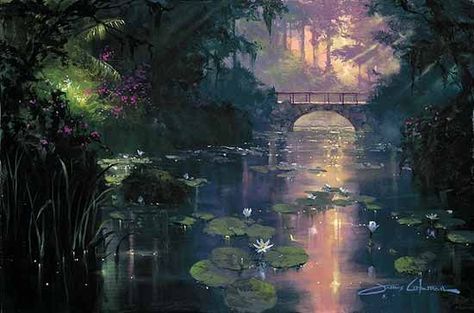 James Coleman, Flowers Arch, Fantasy Art Landscapes, Aesthetic Painting, Ethereal Art, Dreamy Art, 판타지 아트, Water Lilies, Fantasy Landscape