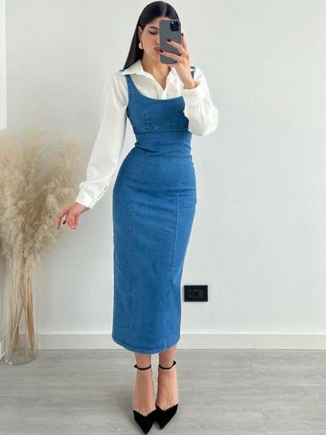 Outfit Inspo For Puerto Rico, Chic And Classy Outfits, Denim Dress Outfit Ideas, Stylish Modest Outfits, Stylish Denim Outfits, Modest Casual, Modest Dresses Fashion, Chic Dress Classy, Everyday Fashion Outfits