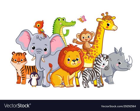 Animal Pictures For Kids, Barn Crafts, Wild Animals Vector, Kitten Drawing, Kids Zoo, Art Templates, Animal Groups, Jungle Party, Image Vector