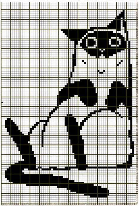 Free Crochet Pixel Patterns, Free Crochet Patterns Tapestry, Crochet Cat Wall Hanging, Crochet Cat Graph, Cat Tapestry Crochet Pattern, Crocheted Wall Hangings, Funny Tapestry Crochet, Crochet Graphgan Patterns Free Pixel Art, Cat Grid Pattern