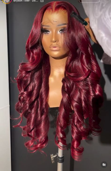 Red Lace Front Wigs Hairstyles, Dark Red Frontal Wig, Burgundy Wig Hairstyles, Red Weave Hairstyles, Wig Sale, Braided Hairstyles For Black Women Cornrows, Red Hair Inspo, Peekaboo Hair, Lace Fronts