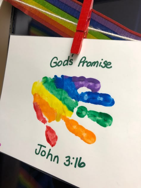 G Is For God Preschool, Toddler Christian Crafts, Church Nursery Activities, Handprint Rainbow, Rainbow Crafts For Infants, Rainbow Handprint, Christian Crafts For Toddlers, Gods Promise To Noah Craft, Toddler Sunday School Crafts