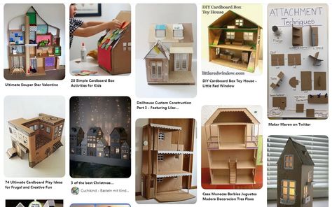 Papercraft DIY Cardboard Dollhouse Cardboard House Model, Diy Cardboard Dollhouse, Amazon Boxes, Cardboard Dollhouse, Amazon Box, Cardboard House, Diy Dollhouse Furniture, Diy Cardboard, Doll Houses