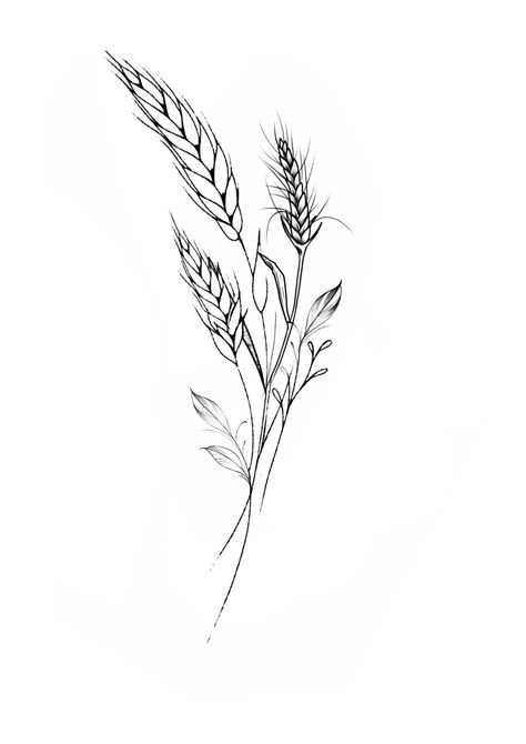 Wheat Bouquet Tattoo, Reed Tattoo Design, Wheat Grass Tattoo, Sweet Grass Tattoo, Wheat Tattoos For Women, Tumbleweed Tattoo, Wheat Drawing, Side Leg Tattoo, Wheat Tattoo