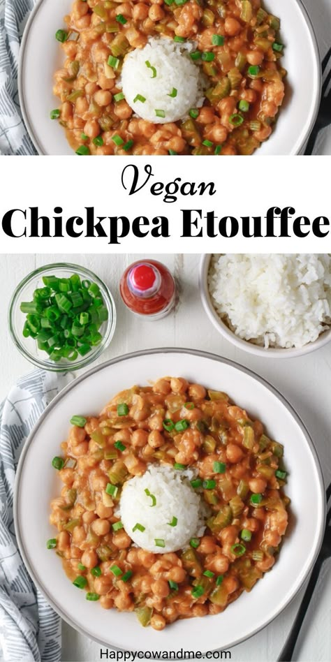 Vegan Etouffee, Vegan Stews, Switchel Recipe, Vegan Bean, Simple Lunch, Vegan Chickpea, Cajun Cooking, Protein Meals, Vegan Main Dishes