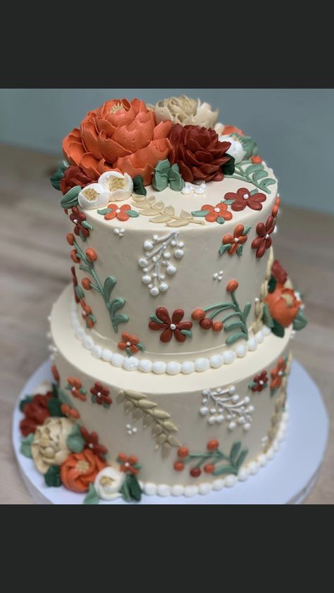 Princess Cake Design, Mm Cake, White Flower Cake, White Flower Cake Shoppe, Mexican Cake, Thanksgiving Cake, Floral Cakes, Thanksgiving Cakes, Fall Cakes