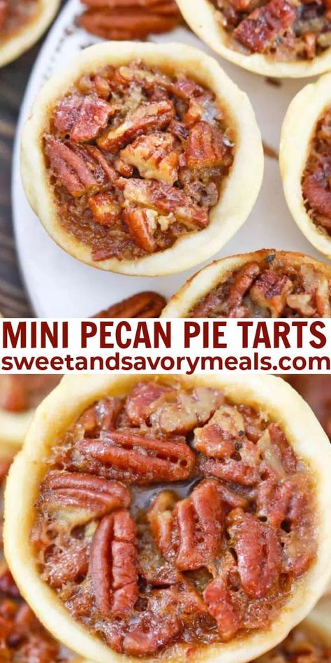 Mini Pecan Pie Tarts are a scrumptious alternative to traditional pecan pies, bite-size pieces that make for the perfect individual dessert option. #pecanpie #pecan #tart #thanksgiving