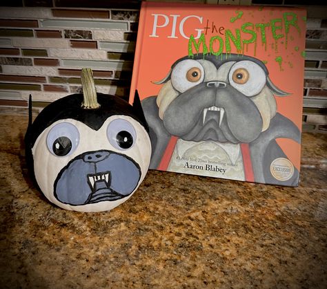 Pig The Monster Pumpkin, Pig The Pug Pumpkin Character, Pig The Pug Pumpkin, Jonah Craft, Pig The Pug, Pug Pumpkin, Storybook Pumpkin, Book Character Pumpkins, Book Pumpkin