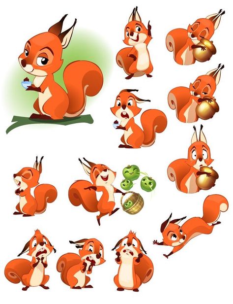 Squirell Cartoon, Animated Squirrel, Squirrel Illustrations, Squirrel Character, Squirrel Drawing, Squirrel Illustration, Squirrel Art, 동화 삽화, Logo Design Inspiration Creative