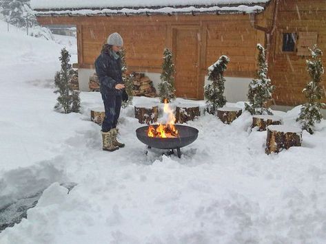 9 Winter Fire Pit Ideas to Keep You Warm - Backyard Boss Courtyard Mediterranean, Winter Fire Pit, Sledding Party, Backyard Ice Rink, Paver Fire Pit, Fire Party, Mountain Biking Trails, Sunken Fire Pits, Fire Pit Seating Area