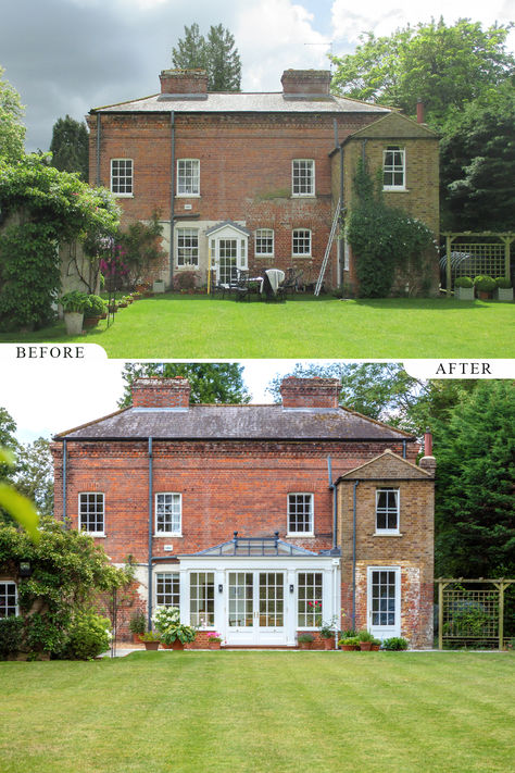 Small kitchen extended with conservatory Small Orangery Extension, Small Orangery, Orangery Kitchen, U Shaped Kitchen Island, Orangery Extension Kitchen, Rear Kitchen Extension, Dining Room Extension, Kitchen Orangery, Sustainable Living Room