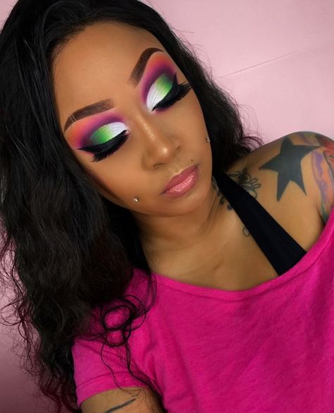 Make Up Designs, Black Eye Makeup, Face Beat, Beauty Make-up, Green Eyeshadow, Glamour Makeup, Baddie Makeup, Makeup For Black Women, Makeup Designs