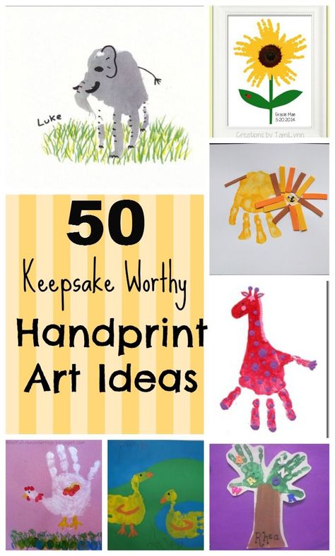 50 Keepsake Worthy Handprint Art Ideas!  From animals to the alphabet, babies to preschoolers, there are hand print craft ideas for everyone! Handprint Art Ideas, Foot Print Art, Print Crafts, Footprint Crafts, Art Ideas For Kids, Hand Prints, Footprint Art, Handprint Crafts, Foot Print