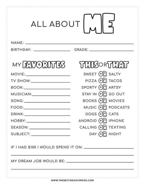 All About Me Template 10 Facts About Me Template, Social Media Profile Template, About Me Questions Template, All About Me Homeschool, All About Me Middle School Printable, Get To Know Me Template About Me, My Favorites Template, All About Me For Adults, Aesthetic About Me Template