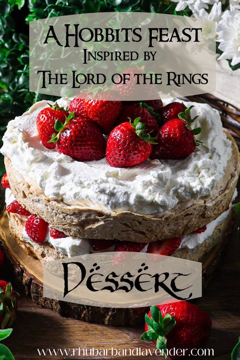 Hobbit Dessert Recipes, Hobbit Picnic Food, Hazelnut Meringue Cake, Lotr Desserts, Lord Of The Rings Desserts, Hobbit Desserts, Hobbit Tea Party, Hobbit Food Recipes, Lotr Feast