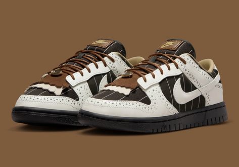 Nike Adds Brogue Detailing To This Sartorial-Inspired Dunk Low Nike Website, Brogues Style, Nike Snkrs, Sneaker Release, Latest Sneakers, New Sneakers, Nike Dunk Low, Dunk Low, Designer Sneakers