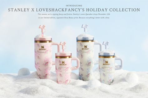 Stanley x LoveShackFancy Stanley Love Shack Fancy, Love Shack Fancy Stanley, Loveshackfancy Stanley, Love Shack Fancy, Christmas Love, Happy Thoughts, Holiday Collection, Christmas List, Bar Cart