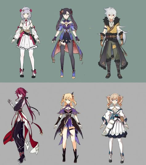 Genshin Impact Alternate Outfits, Genshin Impact Skins Concept, Three Characters Pose Reference, Genshin Skins, Genshin Redesign, Genshin Outfits, Genshin Design, Genshin Oc, Anemo Boys