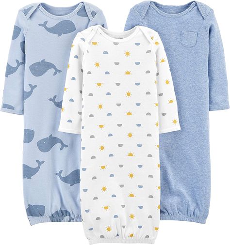 Amazon.com: Simple Joys by Carter's Baby Boys' Cotton Sleeper Gown, Pack of 3 : Clothing, Shoes & Jewelry Baby Sleeper Gown, Newborn Onesies, Simple Joys, Carters Baby Boys, Carters Baby, Gowns With Sleeves, Baby & Toddler Clothing, Unisex Baby, Whales