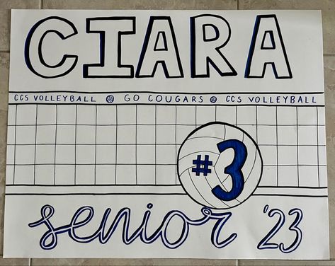 Creative Volleyball Posters, Volleyball Poster Ideas For Best Friend, Senior Signs Posters Volleyball, Volleyball Parade Posters, Senior Vball Posters, Middle Blocker Volleyball Poster, Senior Signing Out Poster, Volleyball Name Poster Ideas, Cute Volleyball Posters For Players