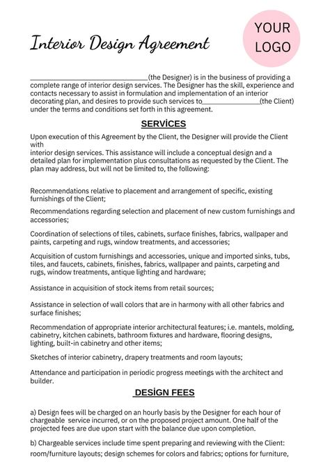 This Contract & Agreement Templates item by digieditabletemplate has 35 favourites from Etsy shoppers. Is dispatched from United States. Listed on 11 Aug, 2024 Interior Designer Contract Template, Interior Design Agreement, Interior Design Information, Interior Design Contract Template, Interior Design Scope Of Work Template, Interior Design Contract Agreement, Design Contract Template, Interior Design Budget Template, Interior Design Questionnaire