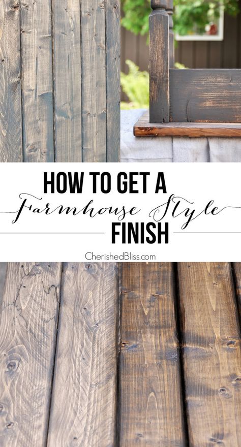 Farmhouse Finish Tutorial Wood Techniques, Diy Projektit, Farm Tables, Diy Holz, Farmhouse Furniture, Wooden Bench, Woodworking Furniture, Raw Wood, Weathered Wood