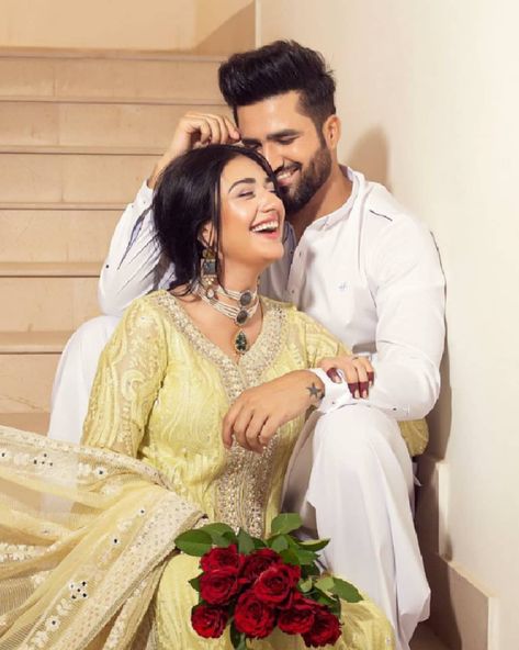 Falak Shabir, Kanwal Malik, Eid Photoshoot Ideas, Sarah Khan, Bridal Photography Poses, Pani Puri, Bride Photography Poses, Wedding Photoshoot Poses, Muslim Couple Photography