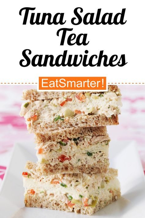 Tuna Cake Sandwich, Tuna Tea Sandwiches Recipes, Tuna Tea Sandwiches, Tuna And Cucumber Sandwich, Mini Tuna Sandwiches, Tuna Finger Sandwiches, British Sandwiches, Tuna Salad Tea Sandwiches, Tuna Salad Finger Sandwiches