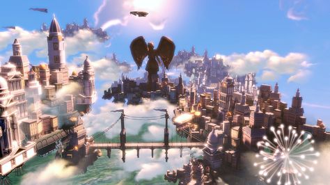 36 Beautiful Landscapes That Prove That Video Games Are Art Columbia Bioshock, City In The Sky, Bioshock Art, Bioshock Series, Bioshock Infinite, Floating City, Bioshock, Unreal Engine, Video Game Art