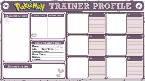 Pokemon Trainer Profile by PoisonousSugar on DeviantArt Pokemon Trainer Base Pose, Pokémon Trainer Card, Pokemon Trainer Card Template, Trainer Card Pokemon, Pokemon Trainer Template, Pokemon Trainer Oc Template, Pokemon Trainer Oc Base, Pokemon Oc Template, Pokémon Template