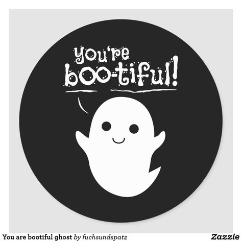 You are bootiful ghost classic round sticker Halloween Scrapbook, Create Custom Stickers, Cute Ghost, Elephant Gifts, White Elephant Gifts, Halloween Gift, Round Stickers, Halloween Funny, Artwork Design