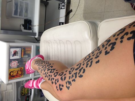 Lepord Print Tattoos On Thigh, Leopard Print Tattoo Sleeve Filler, Leopard Print Tattoo On Thigh, Tiger Print Tattoo For Women, Leopard Print Leg Tattoo, Leopard Spots Tattoo For Women, Cheetah Print Thigh Tattoo, Cheetah Tattoo Leg, Leopard Tattoo On Leg