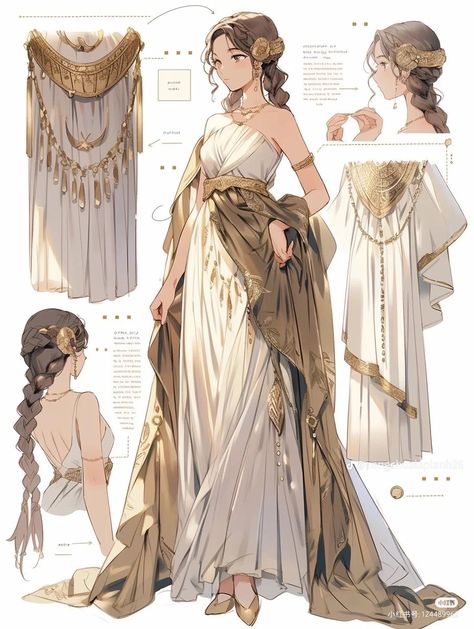 Greek Outfit, Ancient Greek Clothing, Greek Dress, Goddess Outfit, Dress Illustration, Clothing Design Sketches, Fantasy Dresses, Fashion Drawing Dresses, Goddess Dress