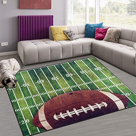 Amazon.com: Naanle Sport American Football Non Slip Area Rug for Living Dinning Room Bedroom Kitchen, 5' x 7'(58 x 80 Inches), Sport Nursery Rug Floor Carpet Yoga Mat : Home & Kitchen Football Bedroom, Sports Nursery, Rectangle Rug, Football Field, Nursery Rugs, Living Room Flooring, Room Flooring, Patterned Carpet, Hotel Lobby