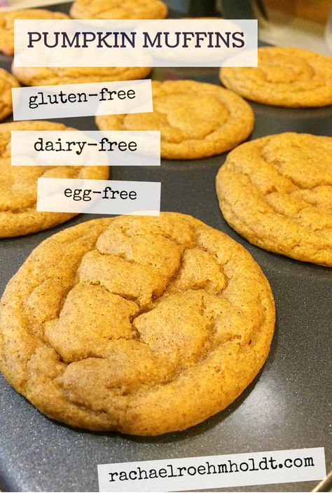 Dairy Free Pumpkin Muffins, Gf Deserts, Egg Free Muffins, Gluten Free Dairy Free Muffins, Best Pumpkin Muffins, Egg Free Desserts, Egg Free Breakfast, Apple Oatmeal Cookies, Gluten Free Pumpkin Muffins