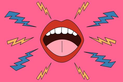 A screaming pop-style mouth. The concept of attracting attention. Mouth Graphic Design, Scream Illustration, Mouth Illustration, Pop Art Collage, Pop Style, African American Art, Photo Template, Pop Fashion, American Art