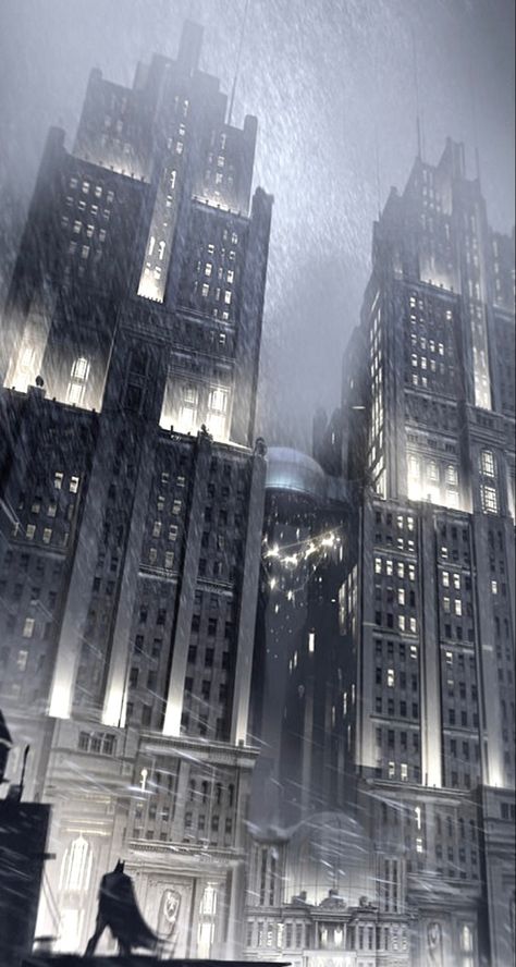 Gotham City Skyline, Concept Art Landscape, Arkham Origins, Der Joker, Art Geek, Batman Arkham Origins, Dark Knight Rises, Bg Design, Batman Arkham City