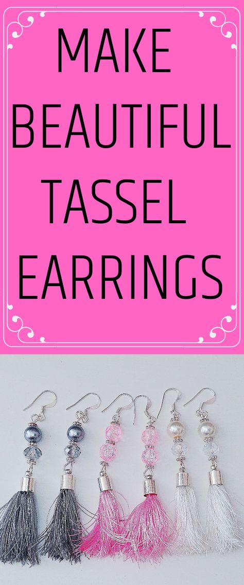 Yarn Tassel Earrings Diy, Tassel Earrings Diy, Yarn Tassel Earrings, Yarn Earrings, Diy Tassel Earrings, Yarn Tassel, How To Make Tassels, Earring Styles, Earrings Tutorial