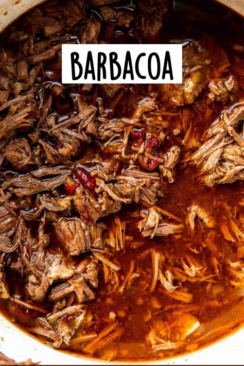 A classic Barbacoa recipe that is fall-apart tender! Beef braised low and slow with adobo chiles, spices and green chiles. The end result is a juicy, flavorful shredded beef to be used in many different ways. Tacos, burritos, salads and more!  This post and recipe is sponsored by Certified Piedmontese. All words and photographs are my own. Thank you so much for supporting the brands that make KJ & Company possible! Braised Mexican Beef, Shredded Barbacoa Beef, Barbacoa Stove Top, Barbacoa Marinade Recipe, Barbacoa Dutch Oven Recipe, Braised Chuck Roast Recipes, Beef Barbacoa Dutch Oven, Barbacoa Sauce Recipe, Dutch Oven Barbacoa Beef