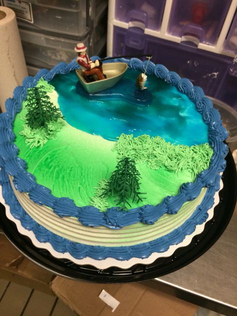 Fishing Deco Fishing Theme Cake, Dq Cakes, Theme Cake, Fishing Theme, Round Cakes, Themed Cakes, Fishing, Fish, Cake