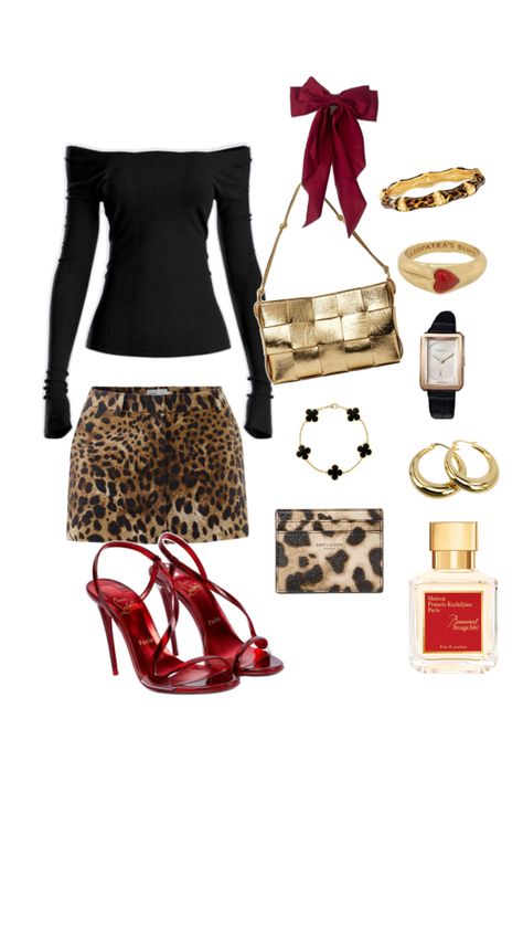 #leopard #outfit #itgirl Red And Leopard, Leopard Outfit, Red Outfits, Leopard Outfits, Red Outfit, It Girl, Big Hair, Cute Fits, Red Lips