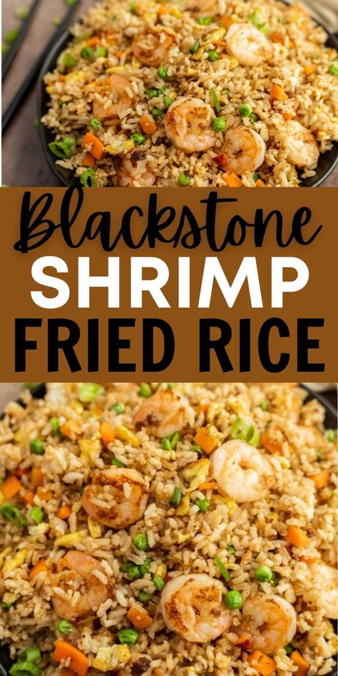 Black Stone Shrimp, Blackstone Shrimp, Blackstone Recipe, Outdoor Griddle Recipes, Griddle Cooking Recipes, Hibachi Recipes, Shrimp Fried Rice Recipe, Outdoor Cooking Recipes, Cooking Stone