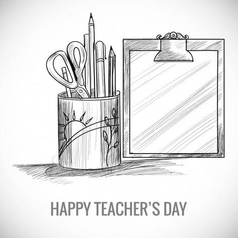 Hand drawn art sketch with world teacher... | Free Vector #Freepik #freevector #happy Drawing Ideas Aesthetic Pencil, Teachers Day Drawing, Drawing Ideas Pencil, Happy Teachers Day Card, Teachers Day Poster, Teachers Day Greetings, World Teacher Day, Sketch Background, Pencil Drawing Images