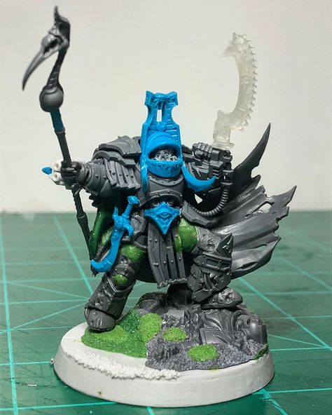 Scarab Occult Terminator Sorcerer, Combat Specialist - “PROSPERO REMEMBERS!” This guy is massive, sitting on a 50mm base, and feels like… Thousand Sons Conversions, Thousand Sons 40k Miniatures, Tzeentch 40k, Salamander 40k, Chaos Legion, Chaos 40k, Night Lords, Miniature Terrain, 40k Conversions