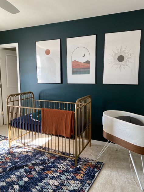 Gender Neutral Navy Nursery, Navy Blue And Gold Nursery, Teal Nursery Gender Neutral, Teal Green Nursery, Rust And Navy Nursery, Navy Blue And Green Nursery, Blue Green Orange Nursery, Boho Blue Nursery, Emerald Green Nursery Gender Neutral