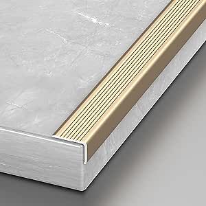 Anti-Slip Stair,Aluminum Stair Nose Protector,Stair Nosing Edge Anti Slip Traction Treads,L Shape Nose Nosing Trim,with Anti Slip Fluted,for Indoor And Outdoor ( Color : Frosted gold , Size : 20*30mm* Brass Stair Nosing, Anti Slip Stair Treads, Stairs Foyer, Stairs Edge, Learn Interior Design, Metal Stairs, Front Steps, Stair Nosing, Aluminum Can