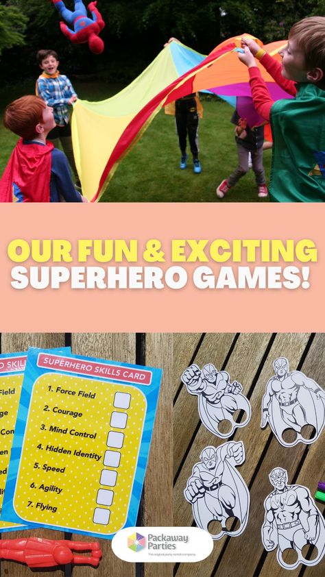 In our themed hire party packages, you'll find various games, crafts, skill cards and many other fun and exciting activities! 🥳🎉 Click the pin to visit our website!😌 Superhero Themed Games, Super Hero Week Activities For Kids, Superhero Birthday Activities, Super Hero Party Activities, Superhero Training Activities, Spidey Party Games, Superhero Birthday Party Activities, Superhero Themed Activities, Superhero Activities For Kids