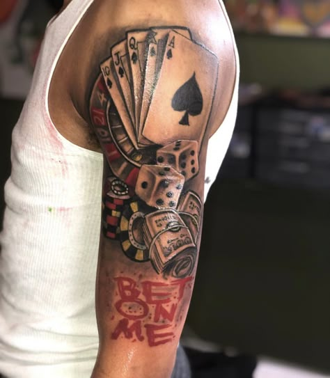 Bet On Me Tattoo Upper Arm Tattoos For Guys, Arm Tattoos Black, Black Men Tattoos, Half Sleeve Tattoos Forearm, Tatuagem Masculina Pequena, Torso Tattoos, Small Forearm Tattoos, Men Tattoos, Men Tattoo